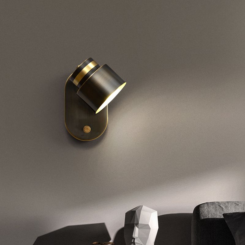 Modern Simple Copper Wall Light Cylinder Shape Rotatable Wall Lamp for Living Room