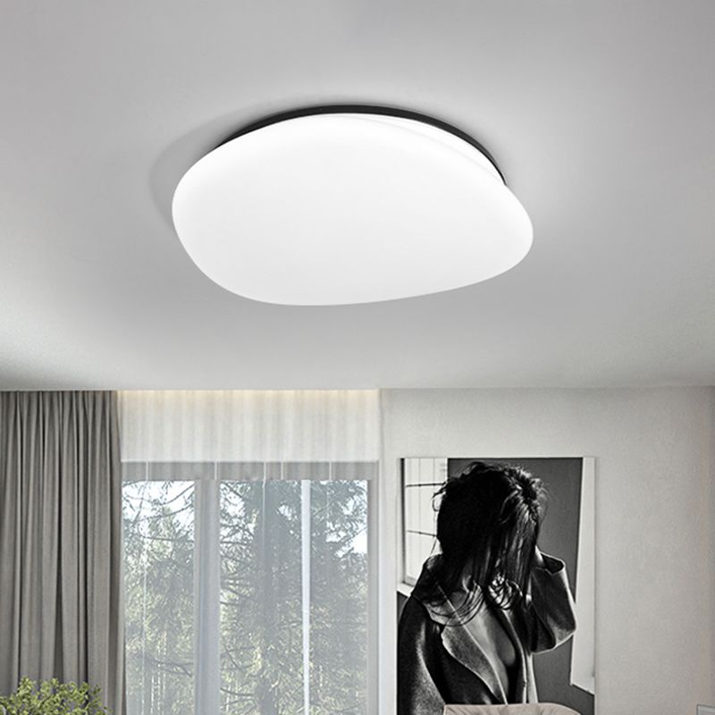 Stone Shaped Ceiling Mounted Fixture Modernist Acrylic LED Black and White Flush Light for Bedroom