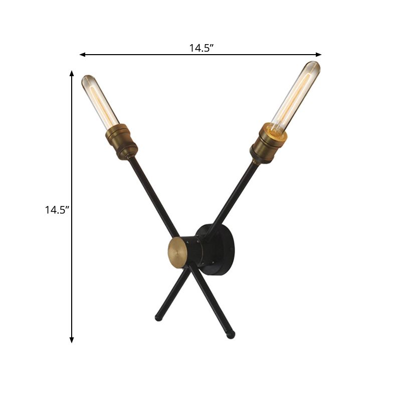 2/3 hoofden metalen muur sconce kolonialistische zwart en goud gekruiste woonkamer wandmontage verlichtingsarmatuur