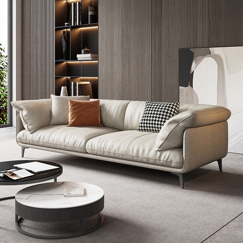 Modern 33.5" H Faux Leather Pillow Top Arm Sofa For Living Room