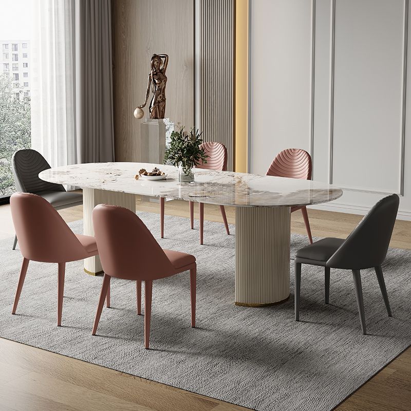 Traditional Luxury Furniture Oval Double Pedestal Dining Room Table for Home