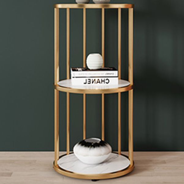 Urban Vertical Corner Bookshelf Iron Frame White Manufactured Wood Shelf Bookcase