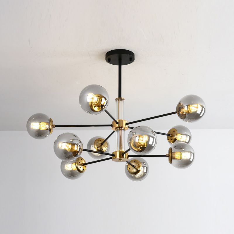 Nordic Globe Chandelier Clear Glass Multi Light Hanging Light for Bedroom