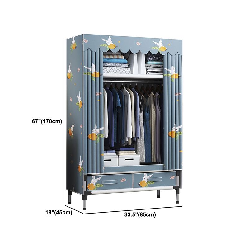 Contemporary Wardrobe Metal Bedroom Wardrobe Closet with Shelves