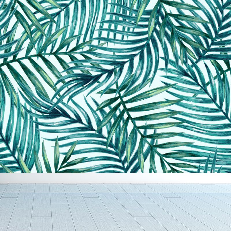 Green Leaves Mural Wallpaper Botanical Tropical Washable Wall Covering for Kitchen