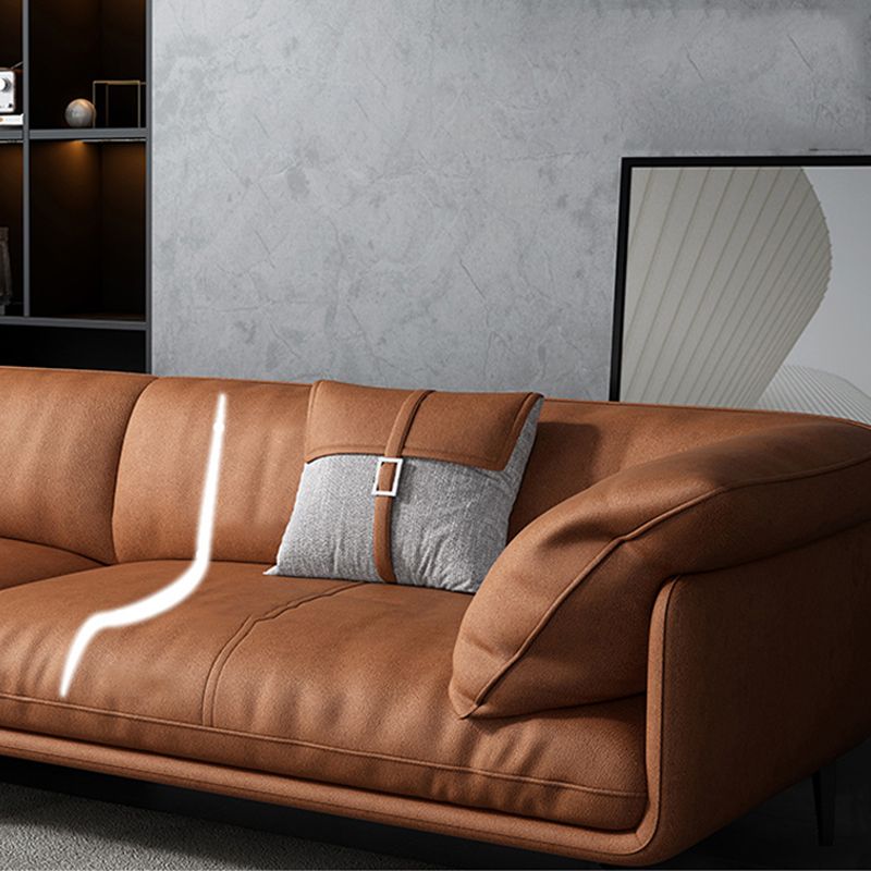 32" High Modern Faux Leather Tuxedo Arm Standard Sofa with Cushions for Apartment