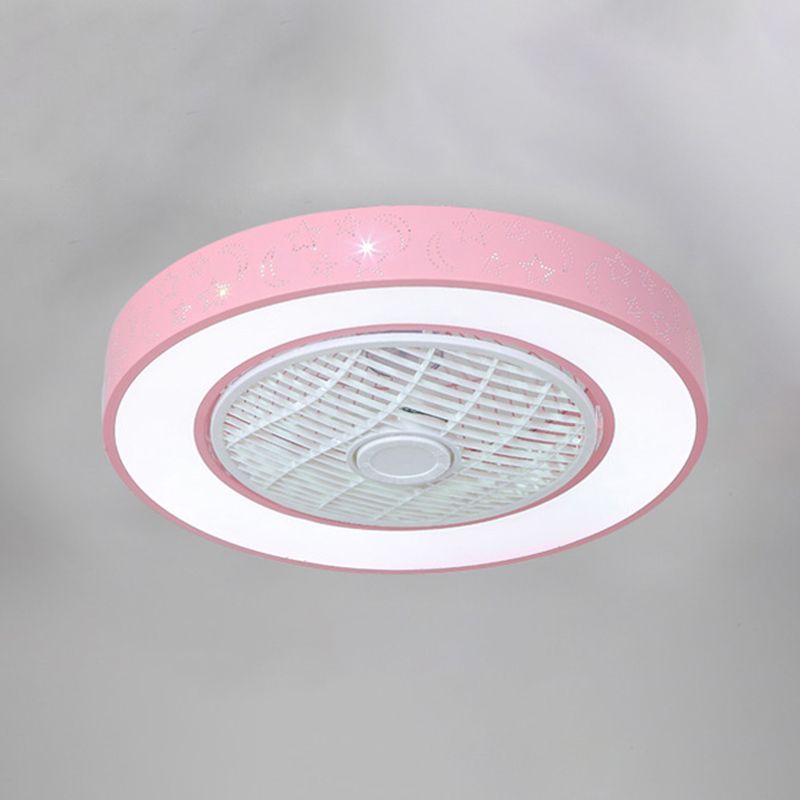 Macaron Ventilateur de plafond creux Light Metal Bedroom LED Semi Flush Mount Éclairage