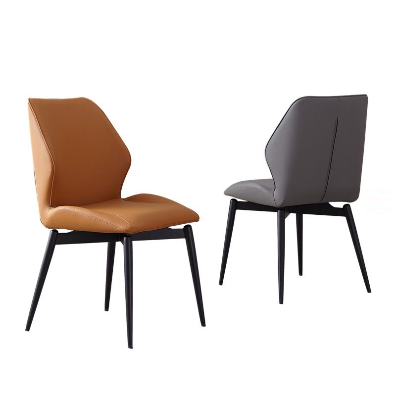 Upholstered Armless Industrial Chair Home Black Metal Legs Dining Chair