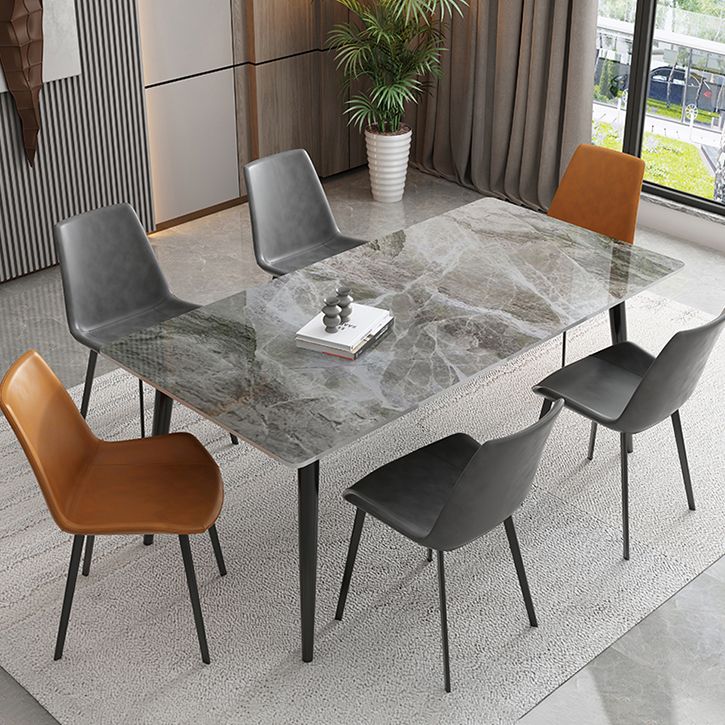 Industriële stijl rechthoek eettafel stenen eettafel met metalen 4 poten