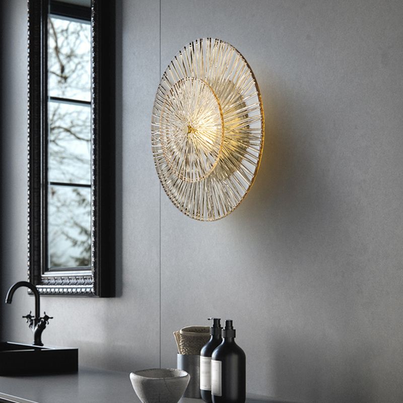 LED Modern Metal Wall Sconce Flower Shape Wall Light with Glass Shade for Bedroom