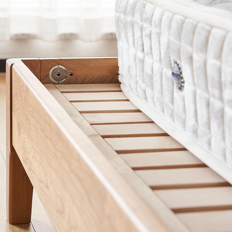 Modern Standard Bed Solid Wood Bed Frame with Headboard and Mattress