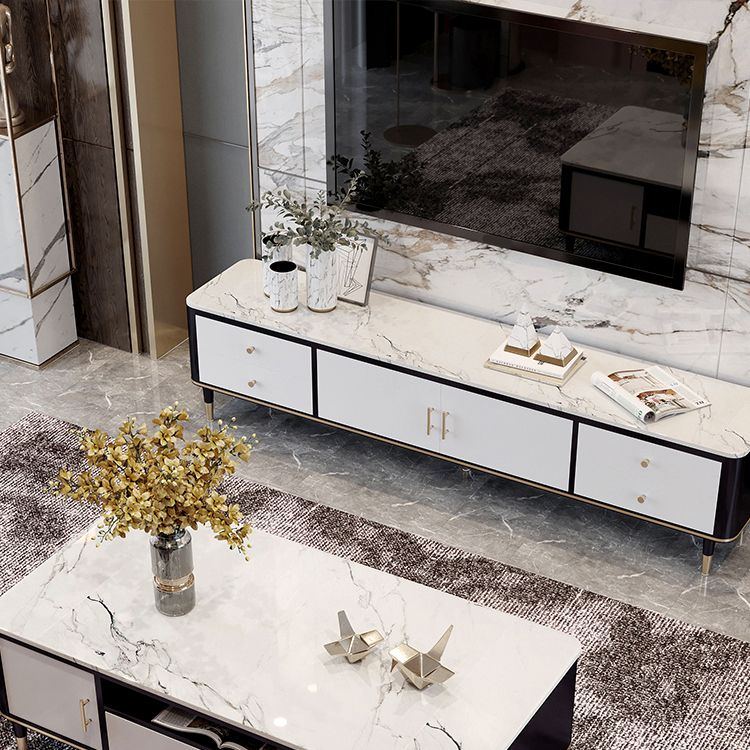 Glam TV Stand Enclosed Storage TV Stand Console with Cabinet