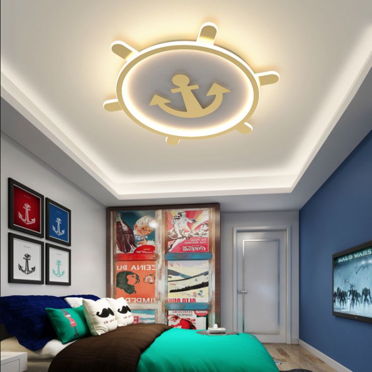 Mediterran Flushmount Light Nordic Modern Minimalistisch Kreativ Warm Golden Ruder Kinder Zimmer Zimmer-Zimmer-Studie Deckenlampen