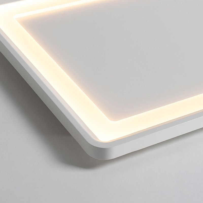 35.5"/43" W White Rectangle Ceiling Lighting Simple Frosted Acrylic Shade LED Flush Lamp in Warm/White Light/Remote Control Stepless Dimming