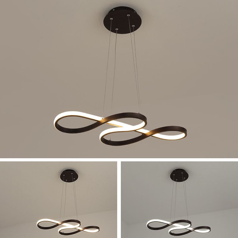 Aluminium LED Linear Pendant Light in Modern Creative Style Silica Gel Ceiling Light for Dining Room