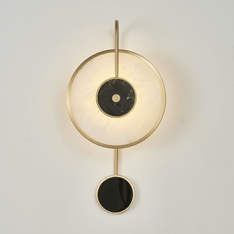 Black Circle Wall Sconce Lighting Designer Marble LED Wall Mount Light for Living Room