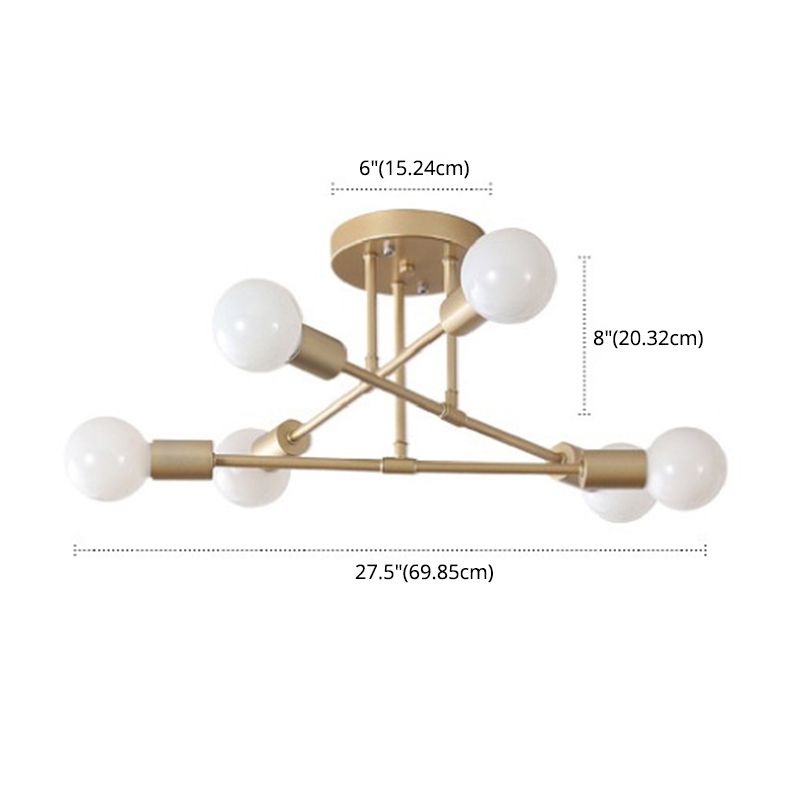 Lineaire Plafond Verlichting Retro Industrieel Ijzer Blootgesteld Lamp Semi Flush Mount Verlichting voor Living Room