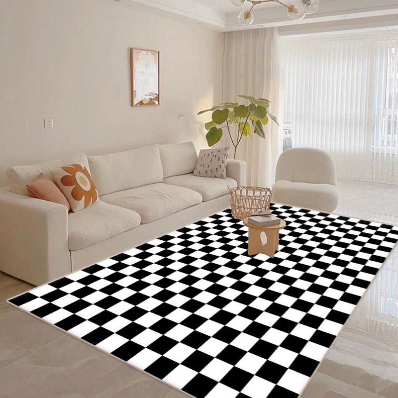 Beige Modern Rug Polyester Grid Indoor Rug Stain Resistant Area Rug for Living Room