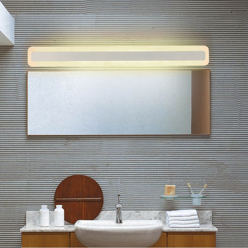 Linear Shade Metal Wall Sconce Modern Single Light Mirror Wall Mount Lighting