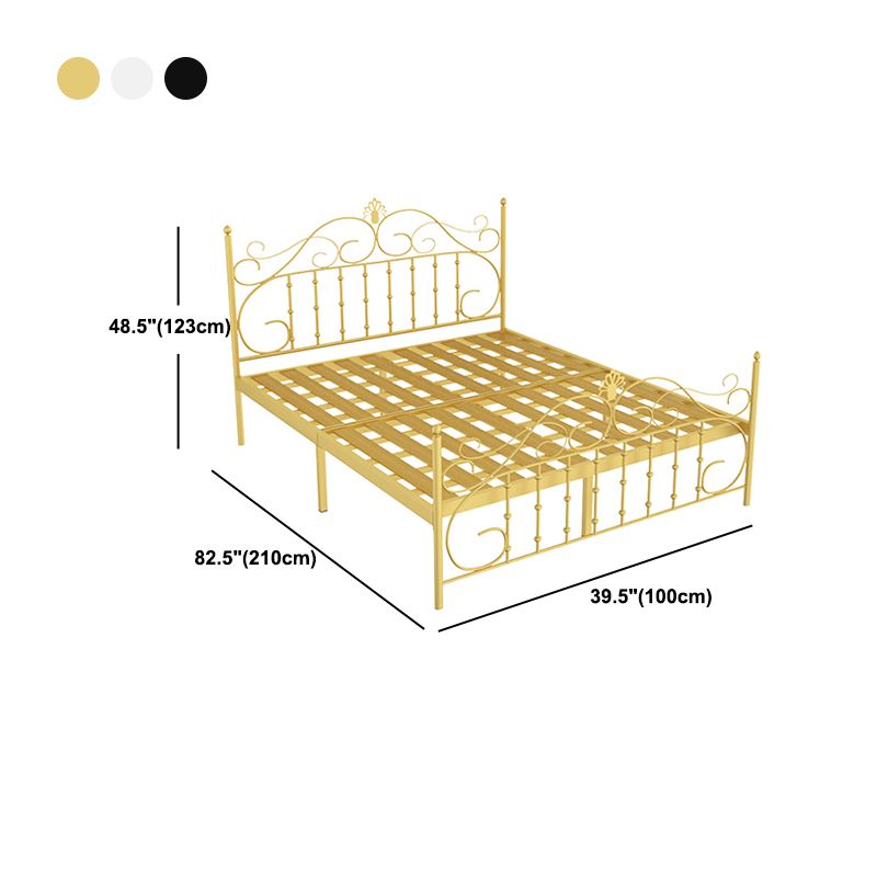 Contemporary Metallic Open-Frame Bed 48.4" Tall Bed with Arched Headboard