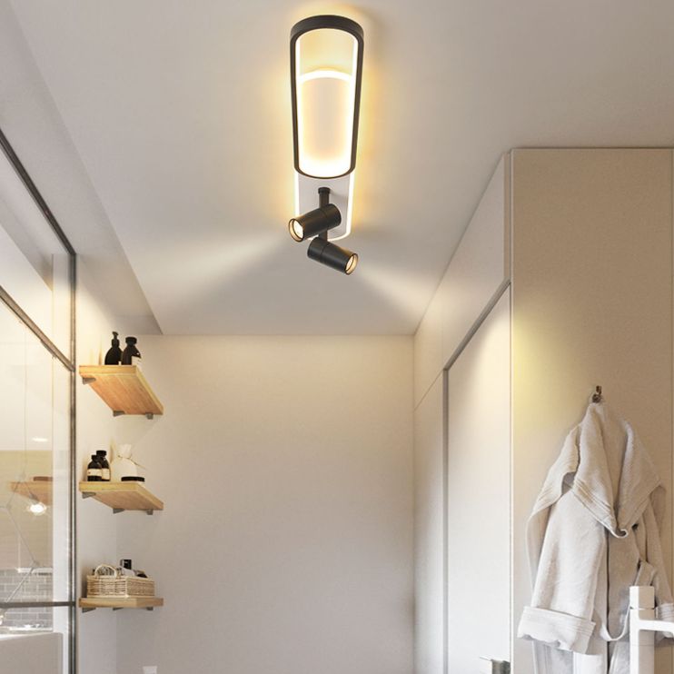 Indoor LED Semi flush plafond licht in moderne eenvoud metalen plafond armatuur met Oblong acryl schaduw