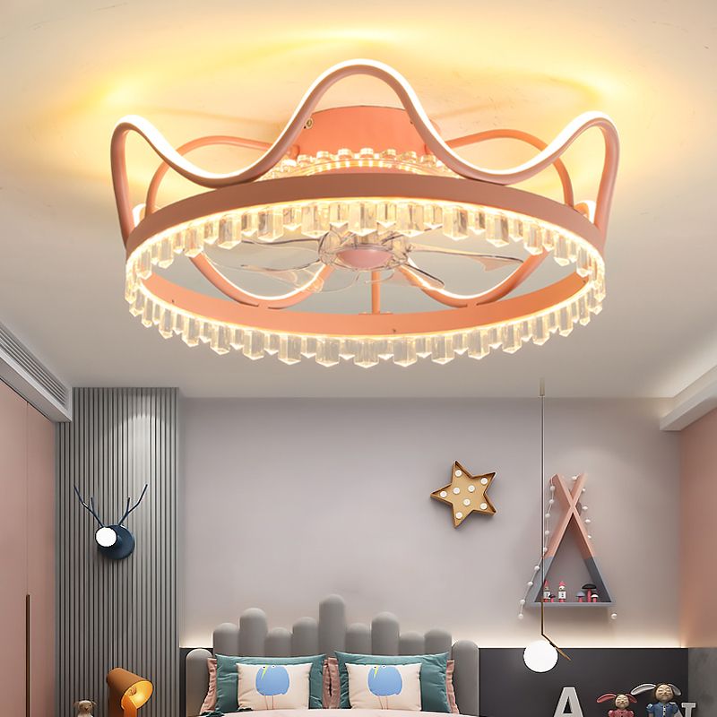 Plafond LED circulaire lampe à fans élégant nordique métal