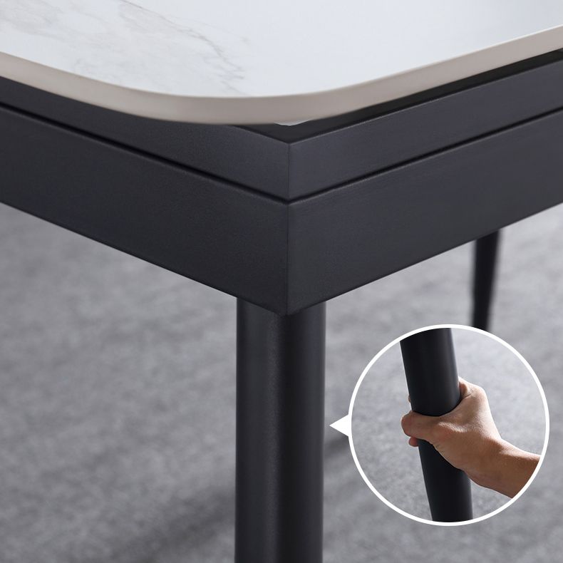 Rectangle Contemporary Sintered Stone Dining Room Set with Removable Leaf Dining Furniture Set