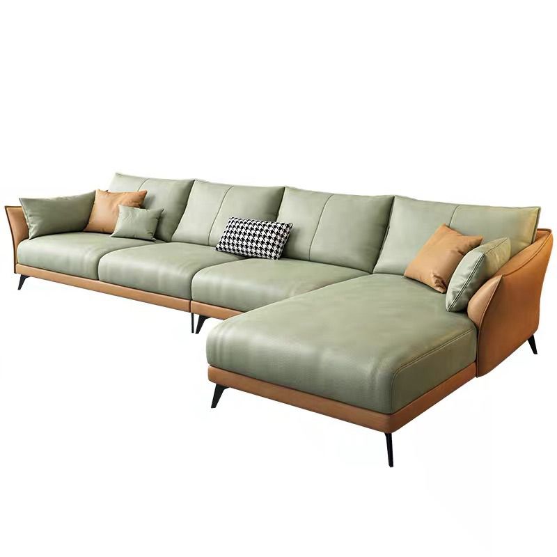 Inverted Armrest with Pillow Back Imitation Leather Sofa Bed Sponge/latex Padded Sofa