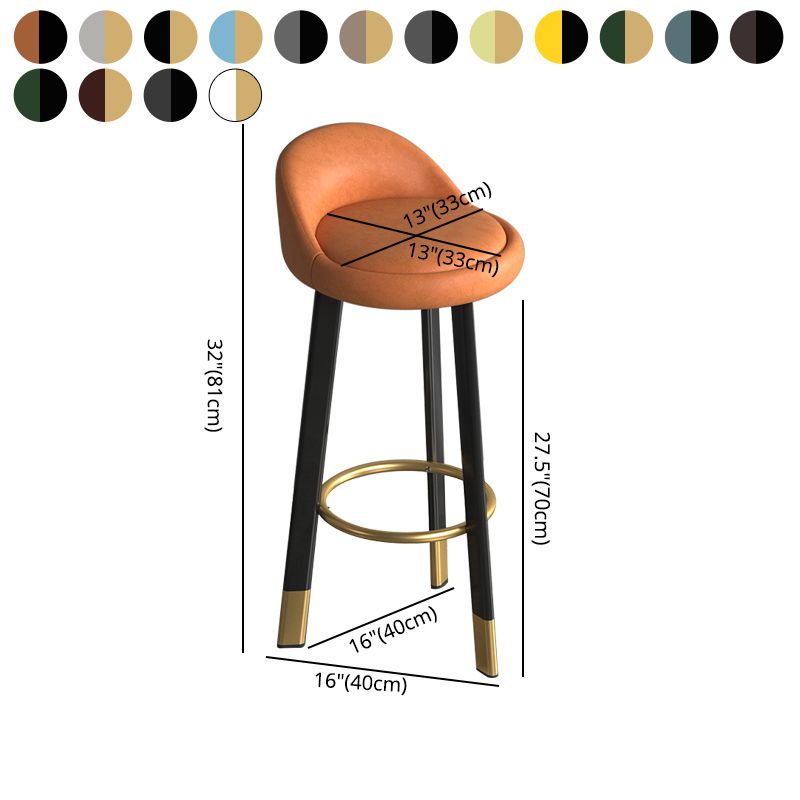 Taburete de bar sin brazos con respaldo moderno, taburete de bar de acero para cajero con cojín y reposapiés