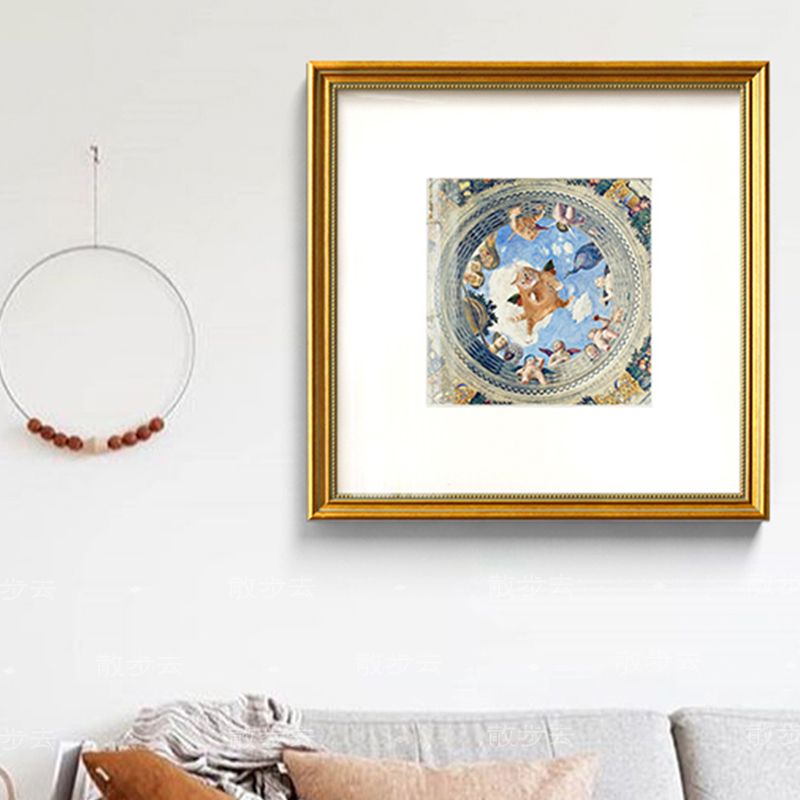 Kids Angel Cat Drawing Canvas Yellow Textured Wall Art Decor for Childrens Bedroom