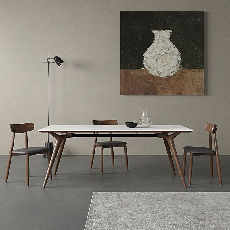 Contemporary 1/4/5 Pieces Dining Set Rectangle Stone Dining Table Set in White