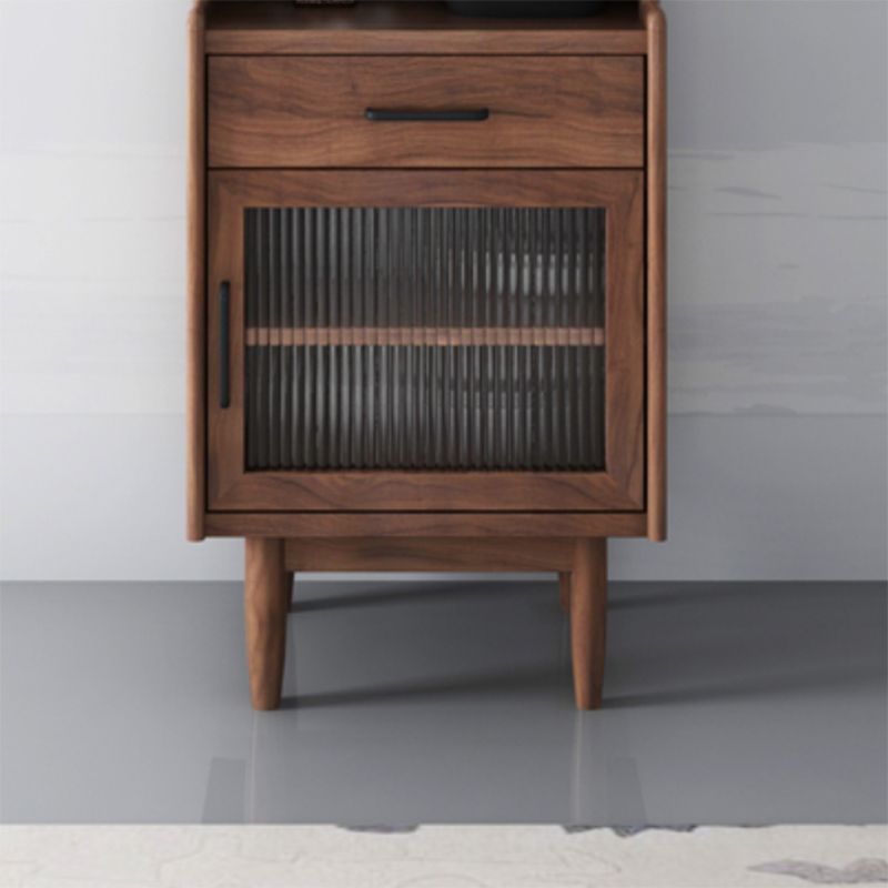 Pine Contemporary Storage Cabinet Glass Doors Dining Hutch with Drawers