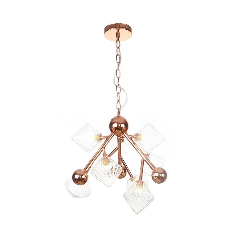9 LICTES VERRE CIBBED PROSDIER CHANDELIER
