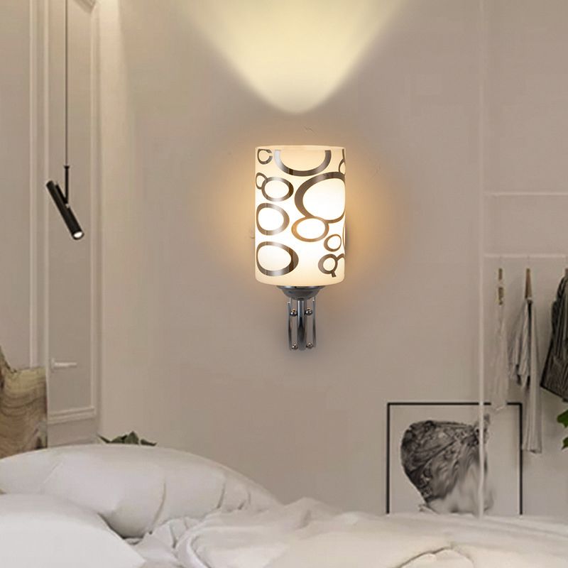 Simple Wall Sconce Cylinder Wall Light Fixture with Glass for Living Room