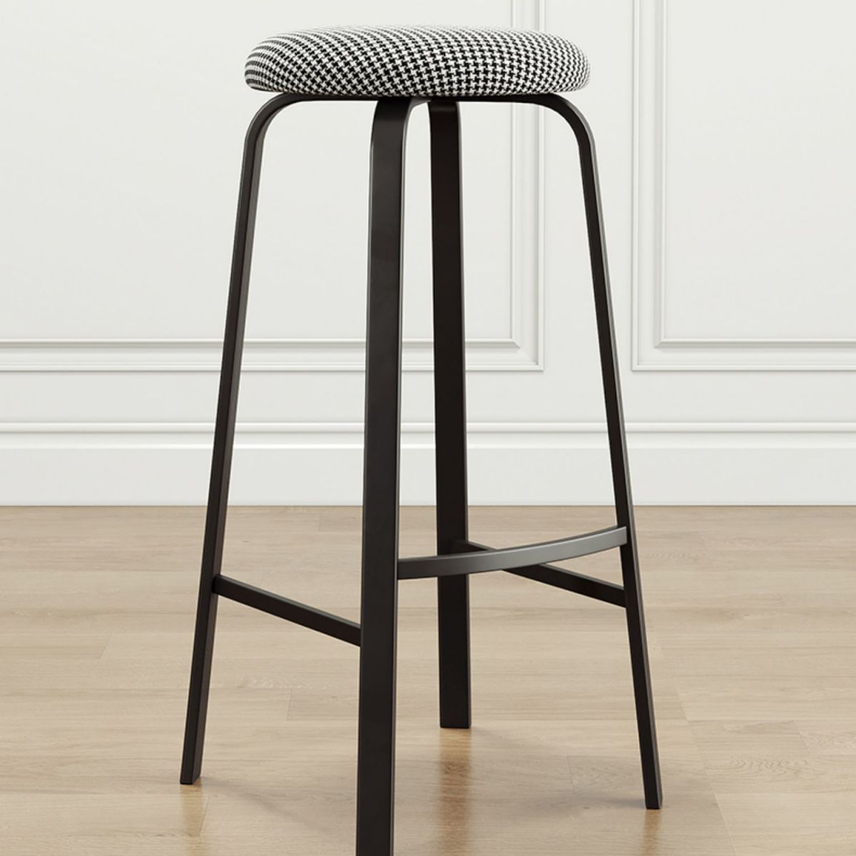 Contemporary Matte Finish Upholstered Stool Footrest Iron Bar Stool