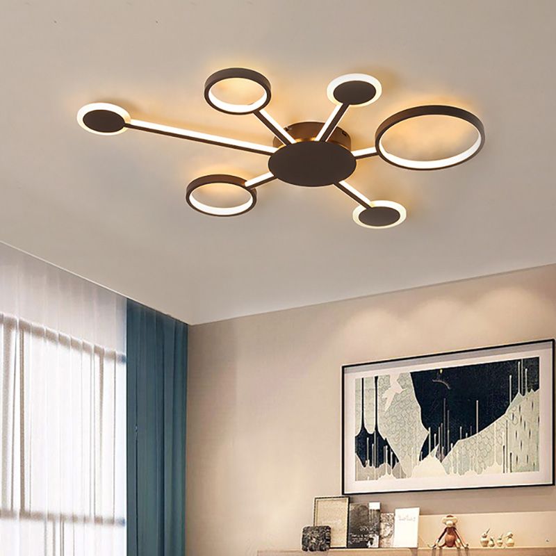 Acrílico Sputnik montaje empotrado modernista 4/5/6 luces café LED montaje empotrado lámpara en luz blanca/cálida