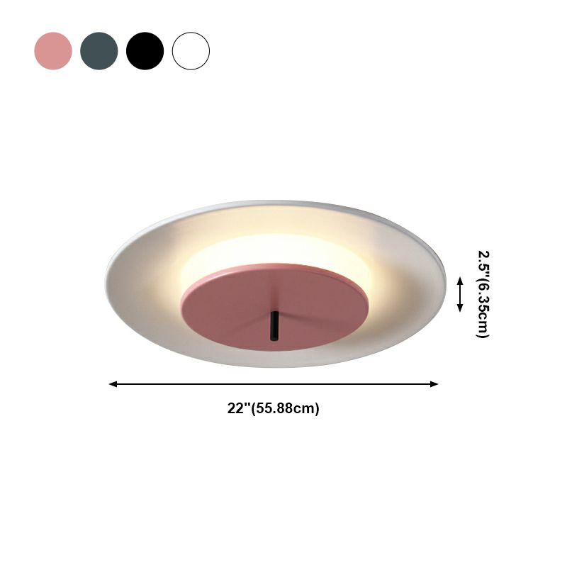 Plafonnier LED circulaire en fer laqué à montage encastré Macaron concis et moderne avec abat-jour en acrylique