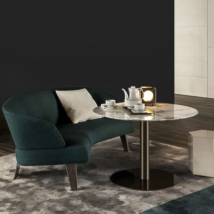Metal Traditional Luxury Round Table Sintered Stone Table with Pedestal Base