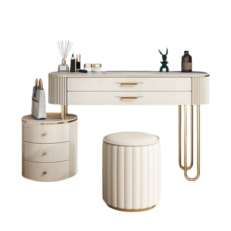 Slate Top Glam Makeup Counter Solid Wood Dressing Table with Drawers