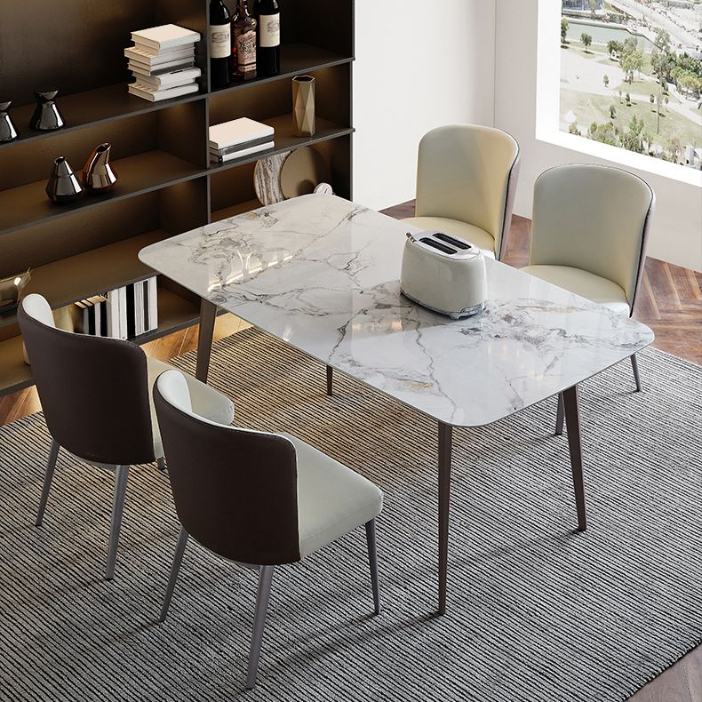 Table à manger rectangulaire en pierre moderne, Base de trépied pour dîner de cuisine à domicile