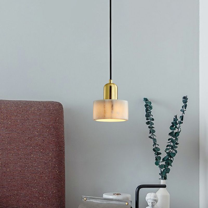 Luce del soffitto a sospensione rotonda in marmo Nordic 1 Lulb Suspension Lull With Brass Wocket