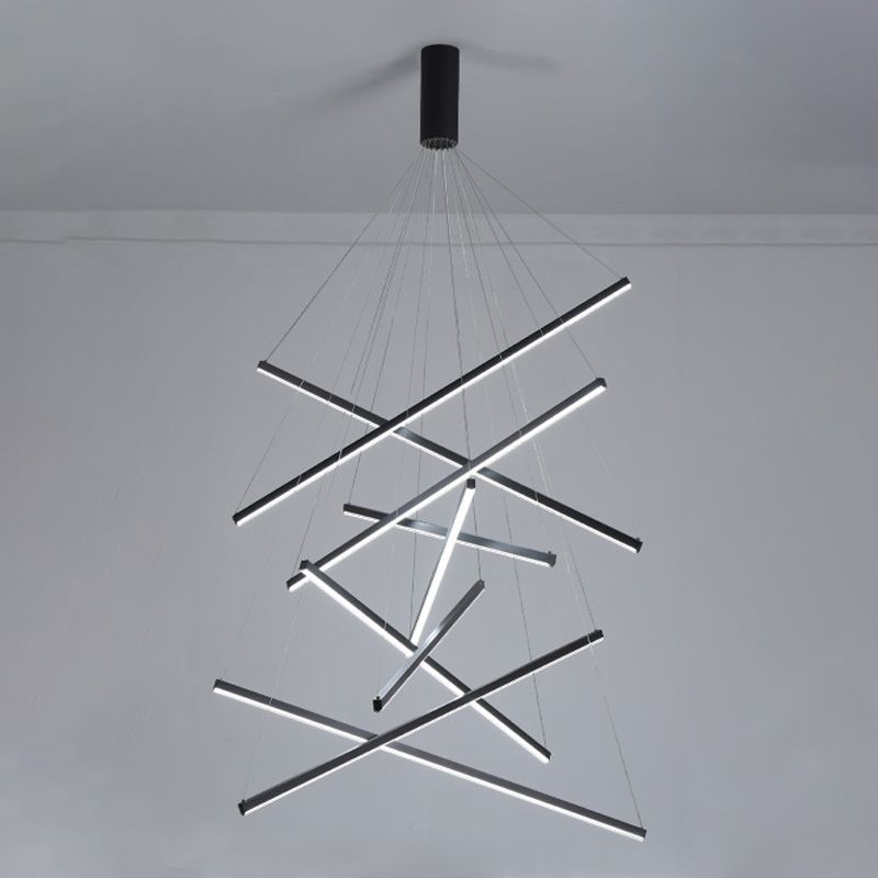 Modern Style Metal Hanging Light Fixtures Linear Multi Lights Suspension Light
