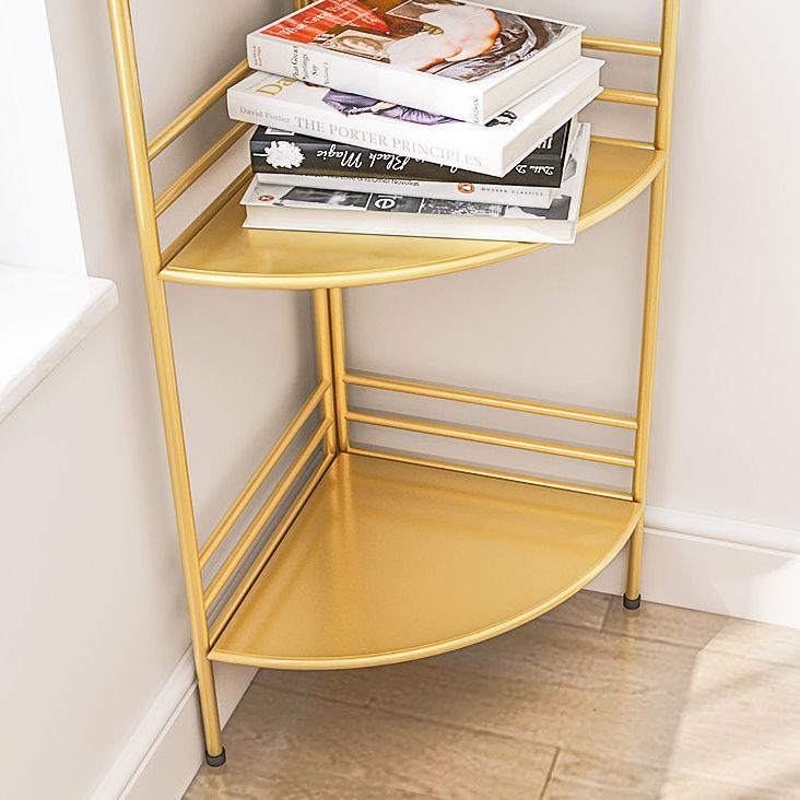 Modern Style Corner Bookshelf Open Back Metal Bookcase for Home
