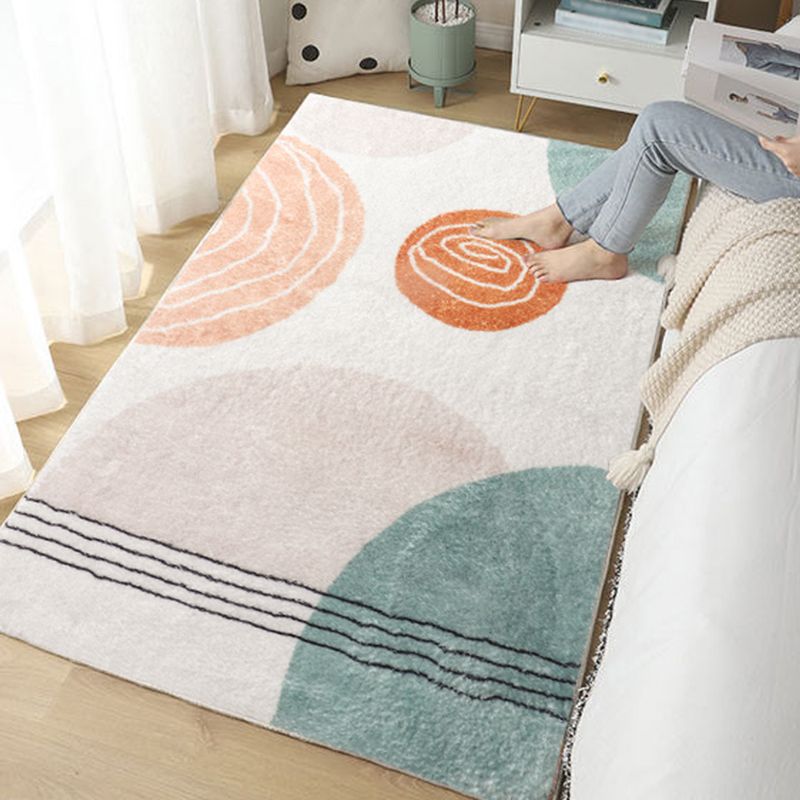 Light Orange Carpet Polyester Striped Carpet Non-Slip Backing Carpet for Living Room