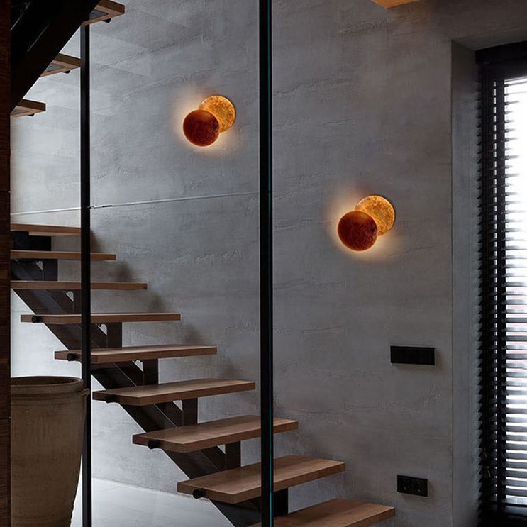 Modern Minimalist Style Circular Wall Sconce Lighting Copper Wall Light for Bedroom