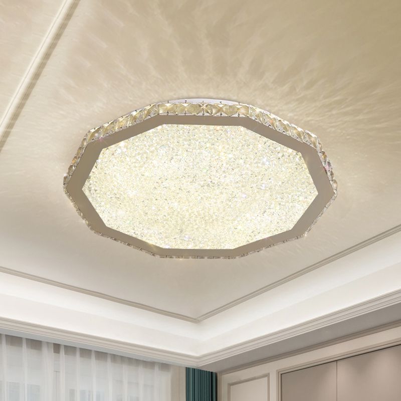 Minimalist Polygon Ceiling Lighting LED Crystal Flush Mount Light Fixture in Chrome