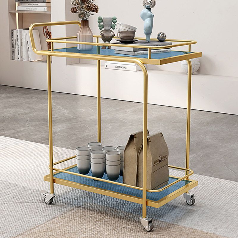 Modern Open Storage Prep Table Rectangular Rolling Kitchen Trolley