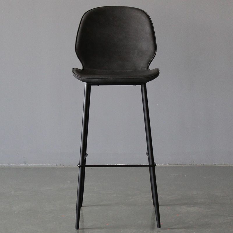 Contemporary Faux Leather Counter Stool Low Back Stool with Black Frame