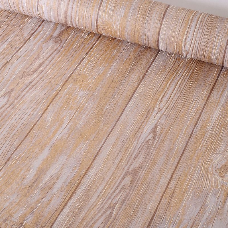 Pastel Color Wood Wallpaper Stain Resistant Wall Covering for Living Room, Non-Pasted