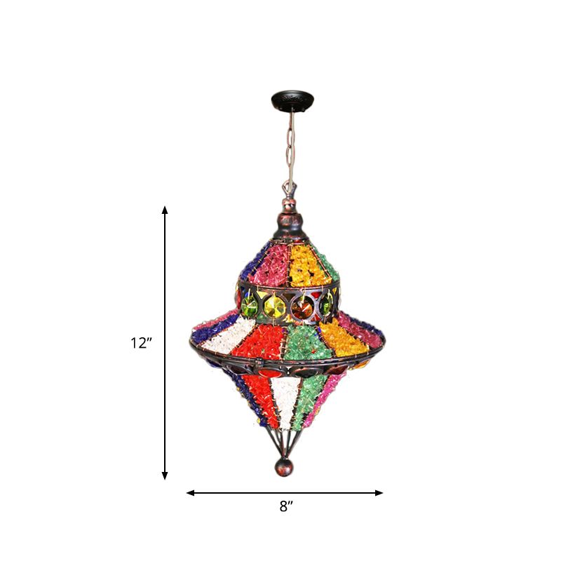 1 Luz de iluminación colgante de luz Art Deco Restaurant Light con cono/lágrima de metal en blanco/rojo